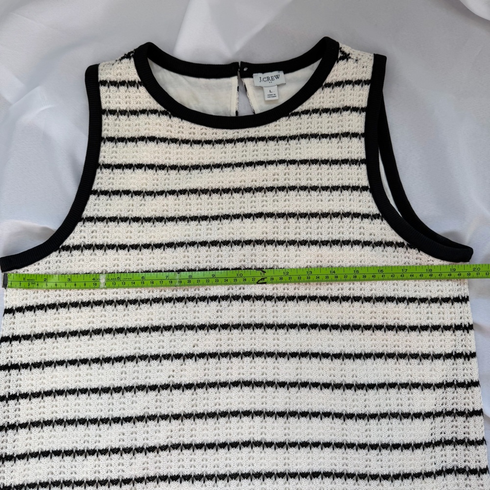 J Crew Textured Stripe Shift Dress Cream Black Knit Large - Picture 8 of 13